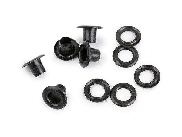 Premium Rust-Proof Metal Grommets with Washers, Inner Ø4mm, Black Varnish - Heavy-Duty Eyelets for Thick Fabrics, Swimwear & Bags