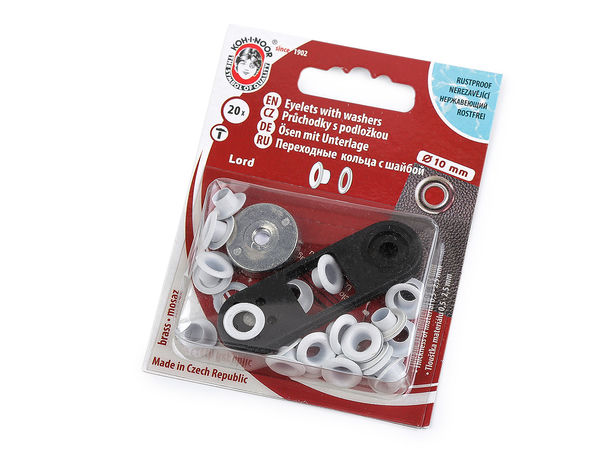 Premium Rustproof White Eyelets with Washers (5.5mm Inner / 10mm Outer) - Heavy Duty Metal Grommet Set with Mini Press Tool