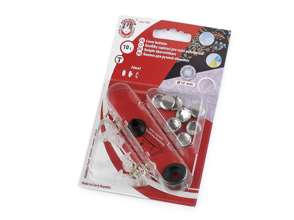 Premium Metal Self-Cover Buttons with Sew-on Back Shank (12mm & 15mm) - DIY Fabric Cover Button Kit