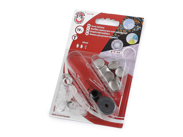 Premium Metal Self-Cover Buttons with Sew-on Back Shank (12mm & 15mm) - DIY Fabric Cover Button Kit