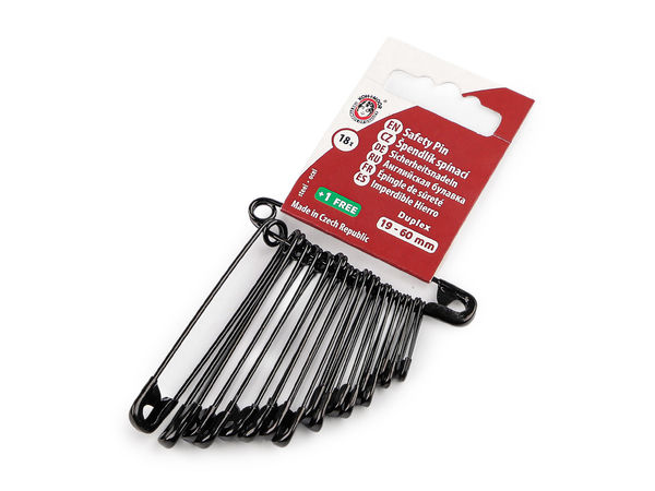 Premium Duplex Steel Safety Pins Set, Assorted Sizes (19mm - 60mm), 19-Piece Multi-Pack for Sewing, Crafting, and Quick Clothing Repair