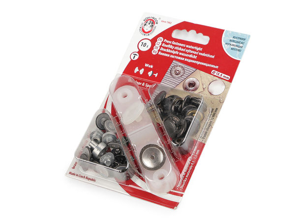 Wuk Waterproof Spring Press Stud Snaps (Ø13.5mm, Nickel) – Heavy-Duty Metal Hardware for Sportswear and Protective Workwear, Tool Included