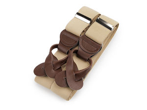 JAN Men's Premium Y-Back Suspenders - 3.5cm Wide Elastic Trouser Braces with Classic Leather Button Ends