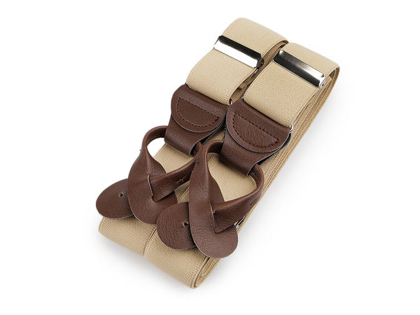 JAN Men's Premium Y-Back Suspenders - 3.5cm Wide Elastic Trouser Braces with Classic Leather Button Ends