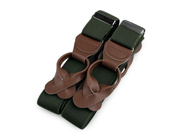 JAN Men's Premium Y-Back Suspenders - 3.5cm Wide Elastic Trouser Braces with Classic Leather Button Ends