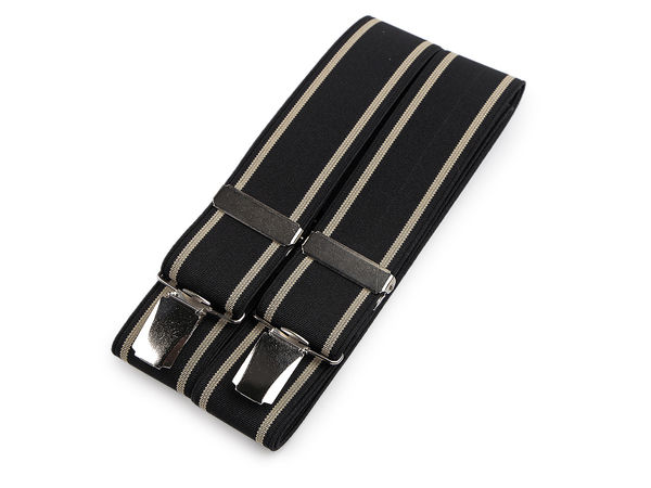 Premium Men's Y-Back Elastic Trouser Suspenders - 3.5cm Wide Adjustable Braces with Eco-Leather Detailing (120cm)