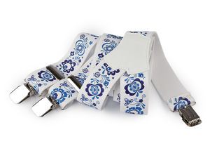 Premium Traditional Folklore Motif Trouser Braces - Adjustable Elastic Suspenders (4cm Width, 120cm Length)