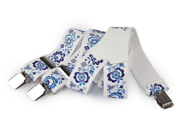 Premium Traditional Folklore Motif Trouser Braces - Adjustable Elastic Suspenders (4cm Width, 120cm Length)