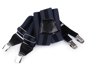 Men's Premium Elastic Striped Suspenders - Adjustable 4cm Wide Trouser Braces with Heavy-Duty Clips (120cm)