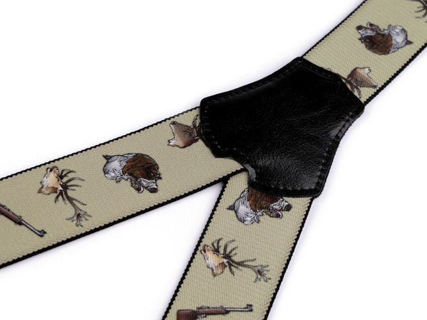 Premium Elastic Hunting Trouser Braces with Forest Wildlife Motifs (4 cm x 120 cm)