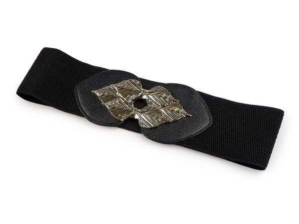 Women's Wide Elastic Waist Belt with Elegant Metal Buckle