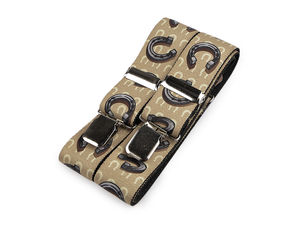 Premium Equestrian Print Elastic Trouser Braces - Horse & Horseshoe Motif Suspenders (4 cm Width, 120 cm Length)