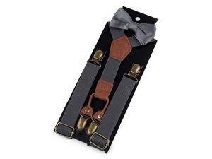 Kids' Adjustable Y-Back Suspenders and Satin Bow Tie Set - Formal Accessories for Children Ages 4-8