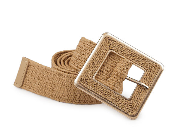 Premium Woven Elastic Stretch Belt with Jute Accent and Adjust-to-Fit Metal Buckle (3.5cm Width)