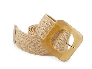 Unisex Elastic Woven Stretch Belt (4 cm Width) - Fully Adjustable Mesh Strap with Resin Amber-Style Buckle