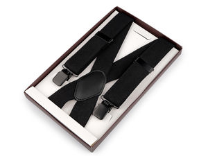 Premium Adjustable Elastic Suspenders - Classic Black (3.5 cm Width, 120 cm Length)
