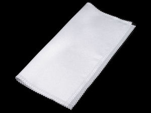 Premium White Satin Pocket Square - Elegant Formal Handkerchief with Decorative Lined Edges