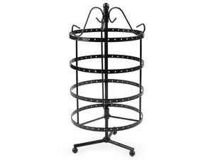 Premium Rotating Earring Display Stand - 30cm 4-Tier 144-Hole Jewelry Organizer, Black
