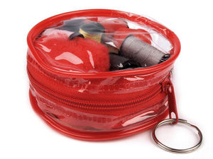 Compact Travel Sewing Kit with Round Zippered Case - Portable Emergency Sewing Set with 8 Thread Reels, Needles, Tape Measure & Scissors