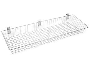 Platinum Gridwall and Slatwall Hanging Wire Display Basket - 90x30cm