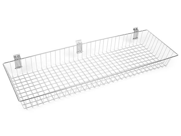 Platinum Gridwall and Slatwall Hanging Wire Display Basket - 90x30cm