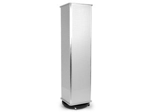 Premium Rotating Jewelry Display Stand on Wheels - 39x39x171 cm Silver Swivel Retail Showcase