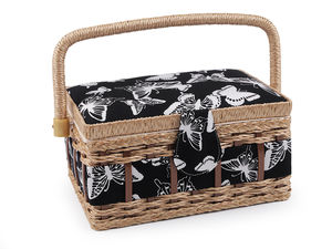 Premium Sewing Basket Craft Organizer Box with Removable Divider Tray, Built-in Pincushion, and Magnetic Closure