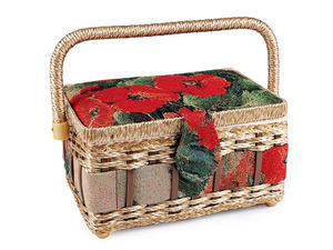 Premium Sewing Basket Craft Organizer Box with Removable Divider Tray, Built-in Pincushion, and Magnetic Closure