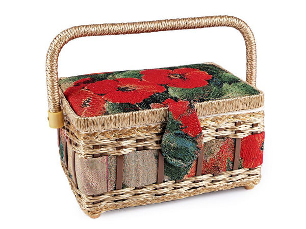 Premium Sewing Basket Craft Organizer Box with Removable Divider Tray, Built-in Pincushion, and Magnetic Closure