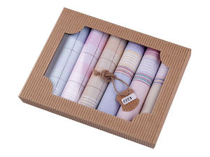 Premium Ladies Cotton Handkerchief Gift Box Set (6-Pack) - Czech Craftsmanship, Striped Pocket Squares, 28x28 cm, Assorted Colors & Designs