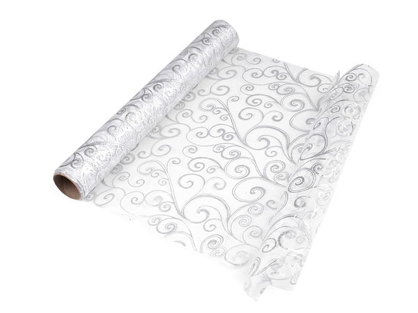 Premium Metallic Printed Organza Fabric Roll (36cm) - Elegant Sheer Decorative Mesh for Weddings, Christmas Crafts, Florals, and Table Runners