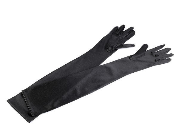 Elegant Long Satin Formal Gloves - 35cm, Classic Evening Wear Elbow-Length Accessories