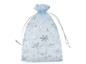 Snowflake Organza Christmas Gift Bags with Satin Drawstrings (13 x 18 cm)
