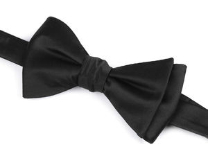Men's Classic Black Satin Self-Tie Bow Tie - Adjustable Formal Neckwear with Gift Box