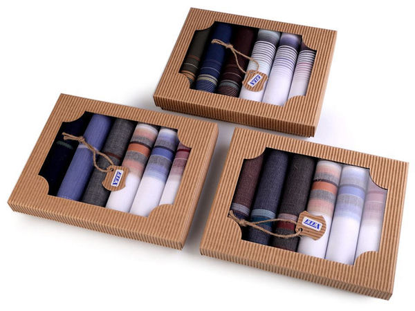 Premium Men's Cotton Handkerchief Gift Box Set - Classic Striped Assorted Pocket Squares (6-Pack)