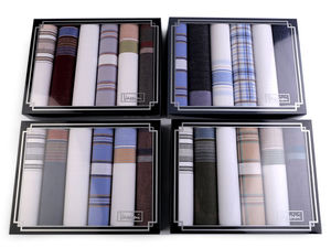 Premium Men's Cotton Handkerchiefs Gift Box Set (6-Pack) - Classic Striped Pocket Squares, Assorted Colors