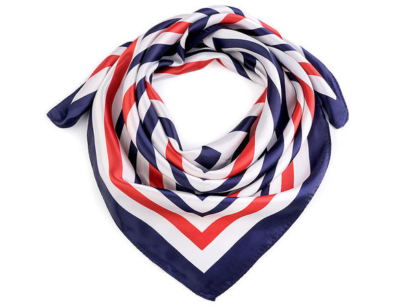 Berlin Blue Nautical Satin Square Scarf - 60x60 cm