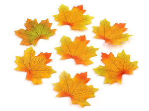 Premium 8x8 cm Artificial Maple Leaves - Vibrant Autumn Foliage for Crafts, Wreaths & Seasonal Decor (Orange-Yellow)