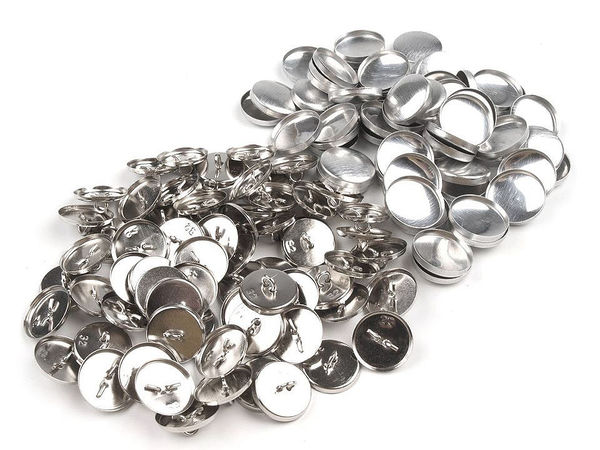 Premium Metal Self-Cover Buttons with Wire Back, Size 32 (Ligne 32) - Nickel