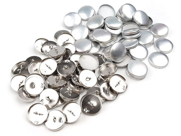 Premium Self-Cover All-Metal Shank Buttons - Size 40, Nickel Finish