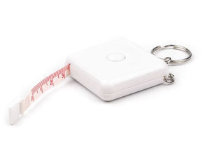 Premium Retractable Pocket Tape Measure Keychain - Dual-Sided 150 cm / 60 in - White