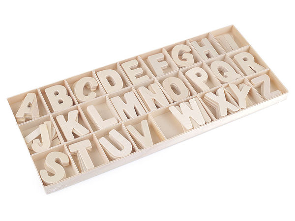 Premium Wooden Alphabet Letters Set with Compartment Storage Box - 130-Piece Natural Light Wood Letters for Crafts, Scrapbooking & Home Decor