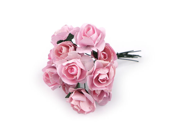 Premium Artificial Paper Mini Roses on Flexible Wire (12-Piece Bunch)