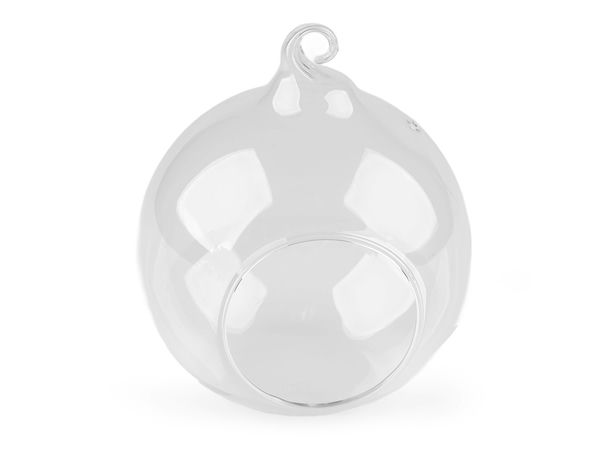 Transparent Glass Hanging Aerarium Ball (10 cm) – Elegant Miniature Terrarium & Decor Globe with Flat Bottom