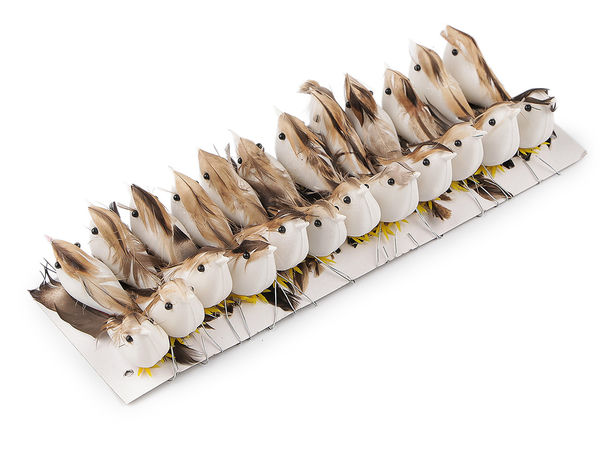 Premium Artificial Feathered Birds on Wire - 24-Piece Miniature Craft Decoration Set