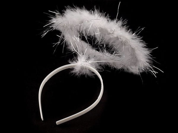 Angelic White Feather Halo Headband - Premium Shimmering Costume Accessory for Carnivals, Birthdays, and Cosplay
