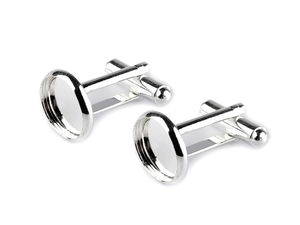 DIY Blank Cufflink Bezel Settings, 12mm Round Tray Cabochon Bases for Resin and Jewellery Making (Silver Light)