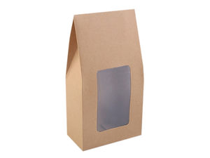 Natural Kraft Paper Gift Bags with Clear Display Window for Cosmetics, Candles & Crafts