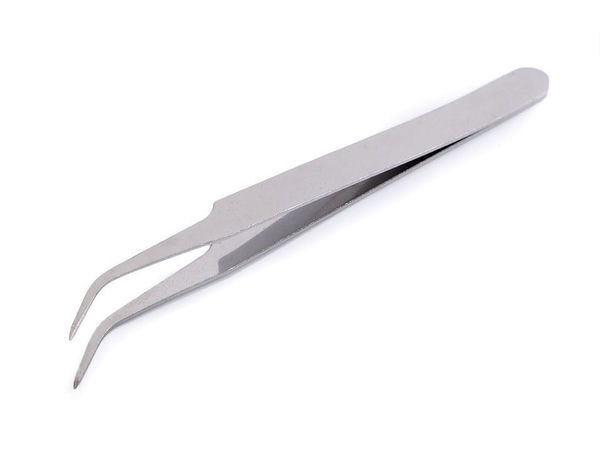 Premium Metal Curved Tweezers (11.5 cm) - Nickel Finish Precision Tweezers for Quilling, Nail Art, Rhinestones, and Fine Crafts