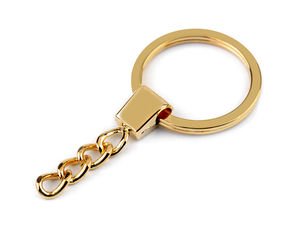 Flat Metal Key Ring with Link Chain (30mm) - Premium Hardware for Keychains, Bag Ornaments & Crafting